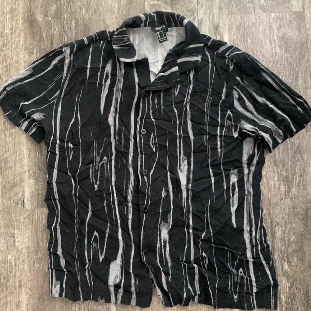 Abstract Striped Button Down Shirt